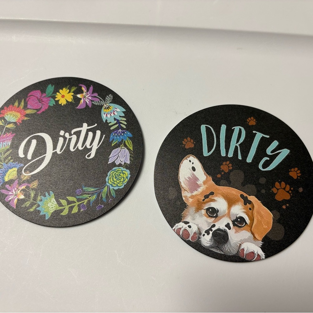 NEW (2pcs) Dishwasher Magnet Clean Dirty Sign.